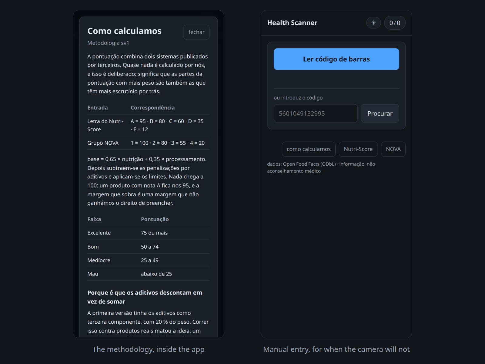 The methodology, readable inside the app itself